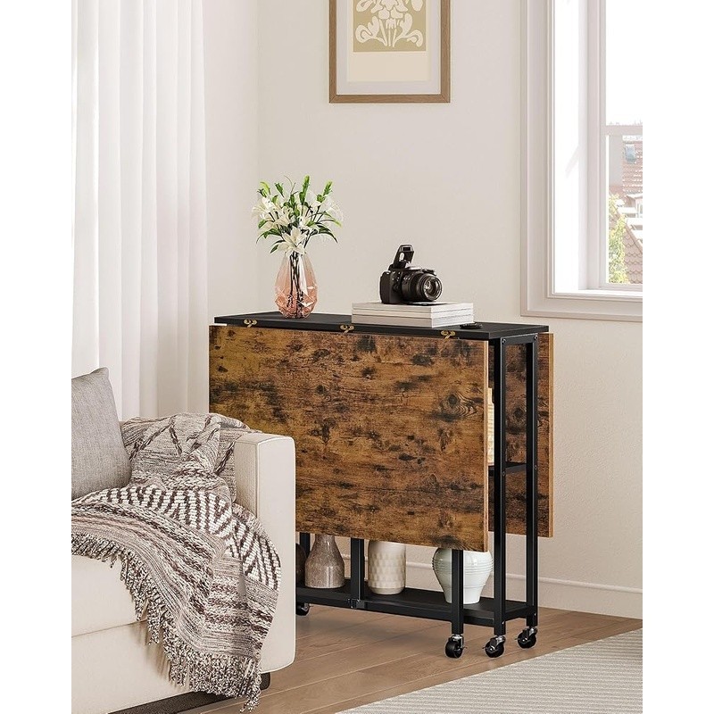 Foldable Dining Table W/ Wheels Space Saving Office Desk Multifunctional New
