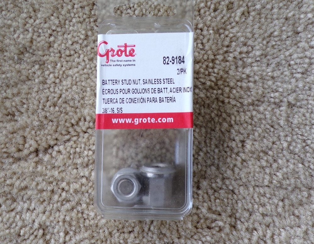 Grote 82-9184 Battery Stud Nut, 3/8"-16, S/S (2 Pack) @dS