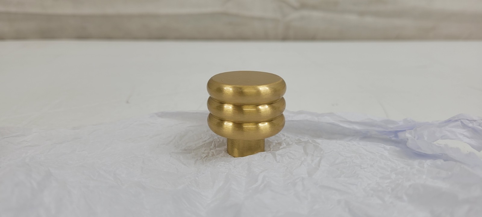 (QTY. 5) PLANK HARDWARE ALVA TUBULAR KNOB CABINET HARDWARE BRASS