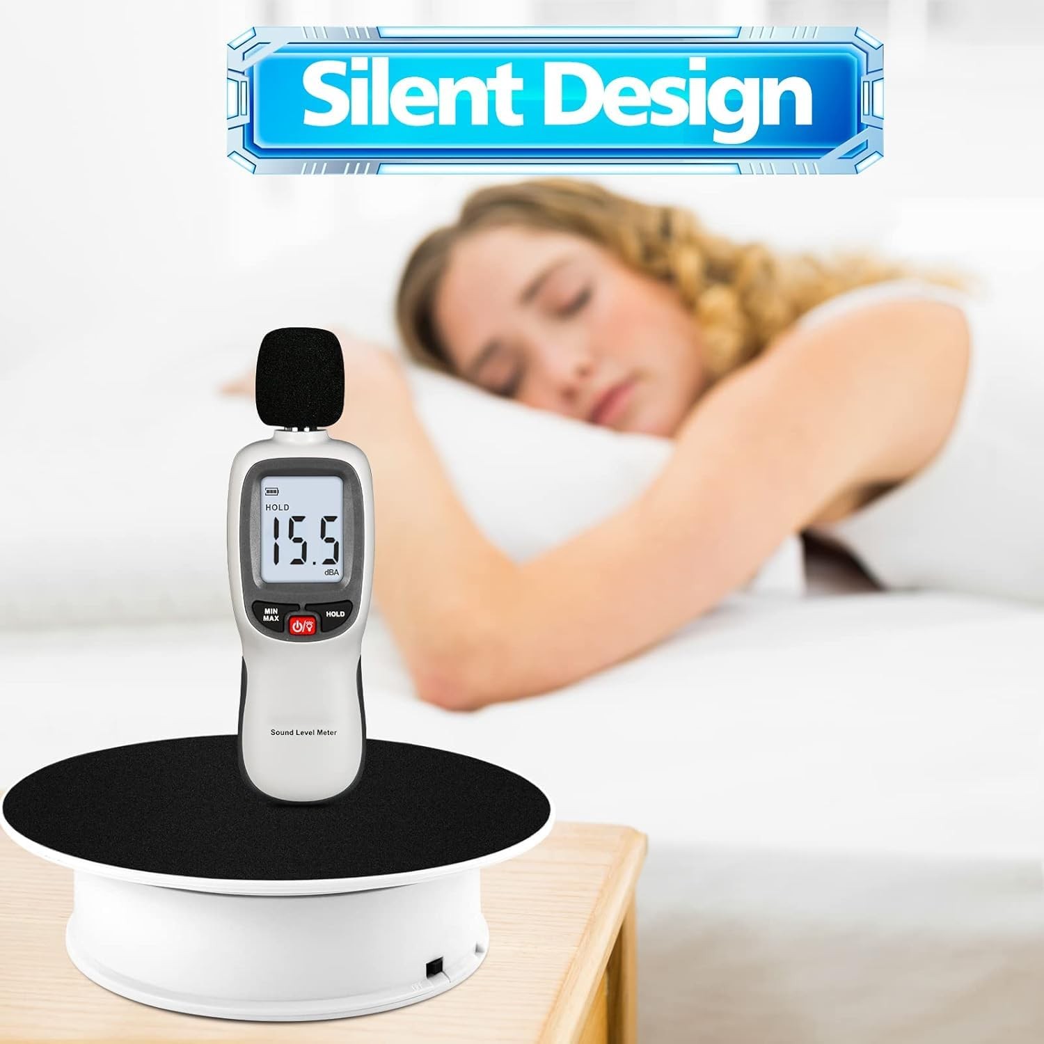 8 Inch Motorized Black Rotating Display Stand 360 Degree Photography Turntable