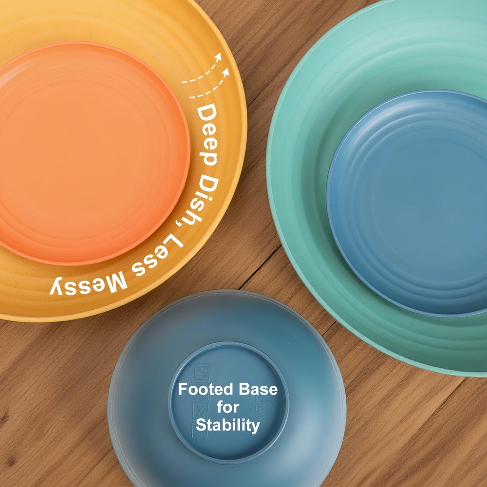 BUSOKIP Wheat Straw Dinnerware Sets for 8, Unbreakable 32PCS, Multicolor