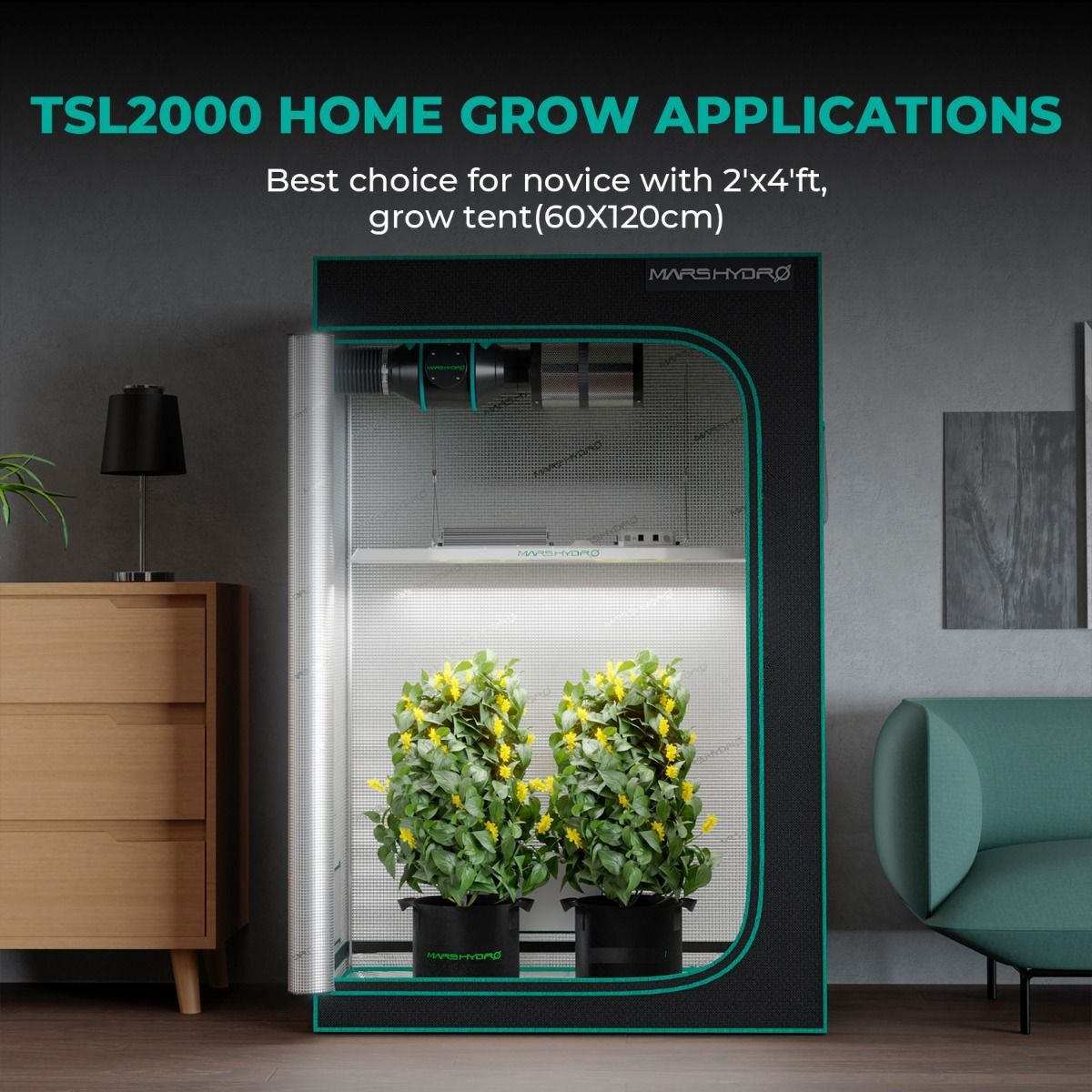 MARS HYDRO TSL 2000 Led Grow Light Full Spectrum for Indoor Plants All Stage IR