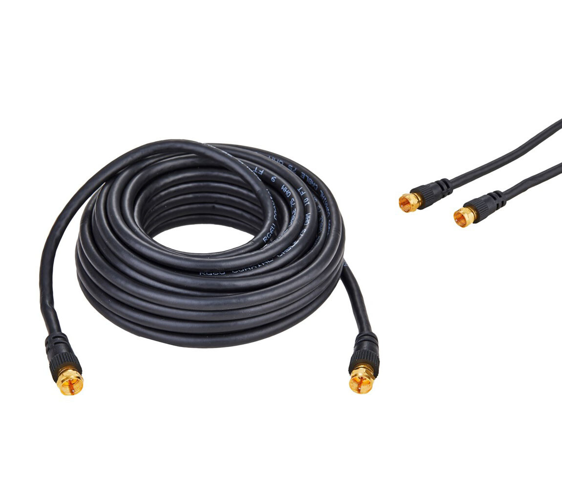 RG6 DUAL Shield Coax Cable Black TV Antenna Satellite 3ft-100ft Multi-Pack Lot