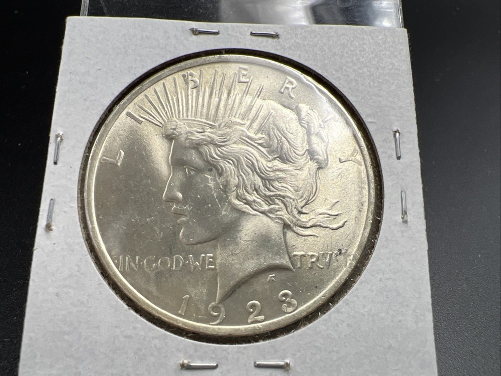 1923 P $1 Peace Silver Dollar Coin Reverse Lamination Error CH BU