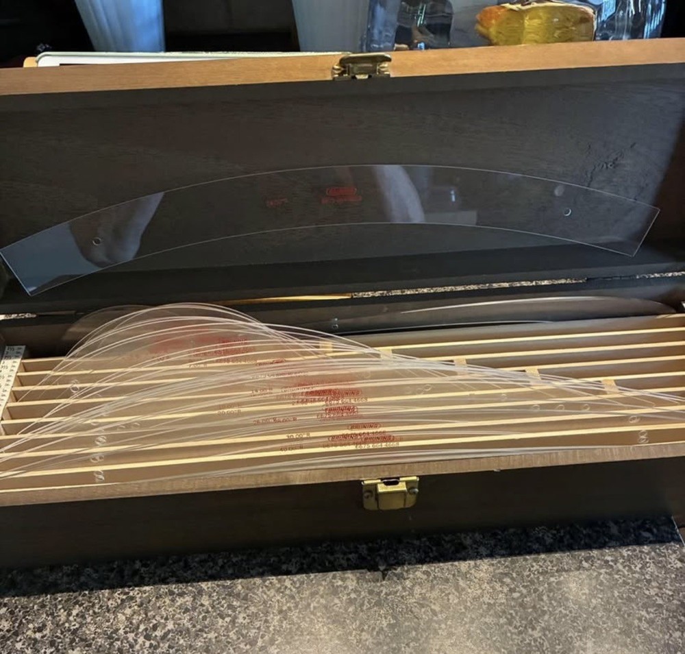 Complete 30 Pc Bruning Curve Set Drafting Templates In Dove-Tail Box