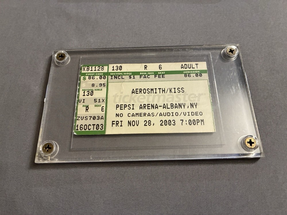 Set of 2 KISS Concert Ticket Stubs 2000 2003 in Plastic Slabs