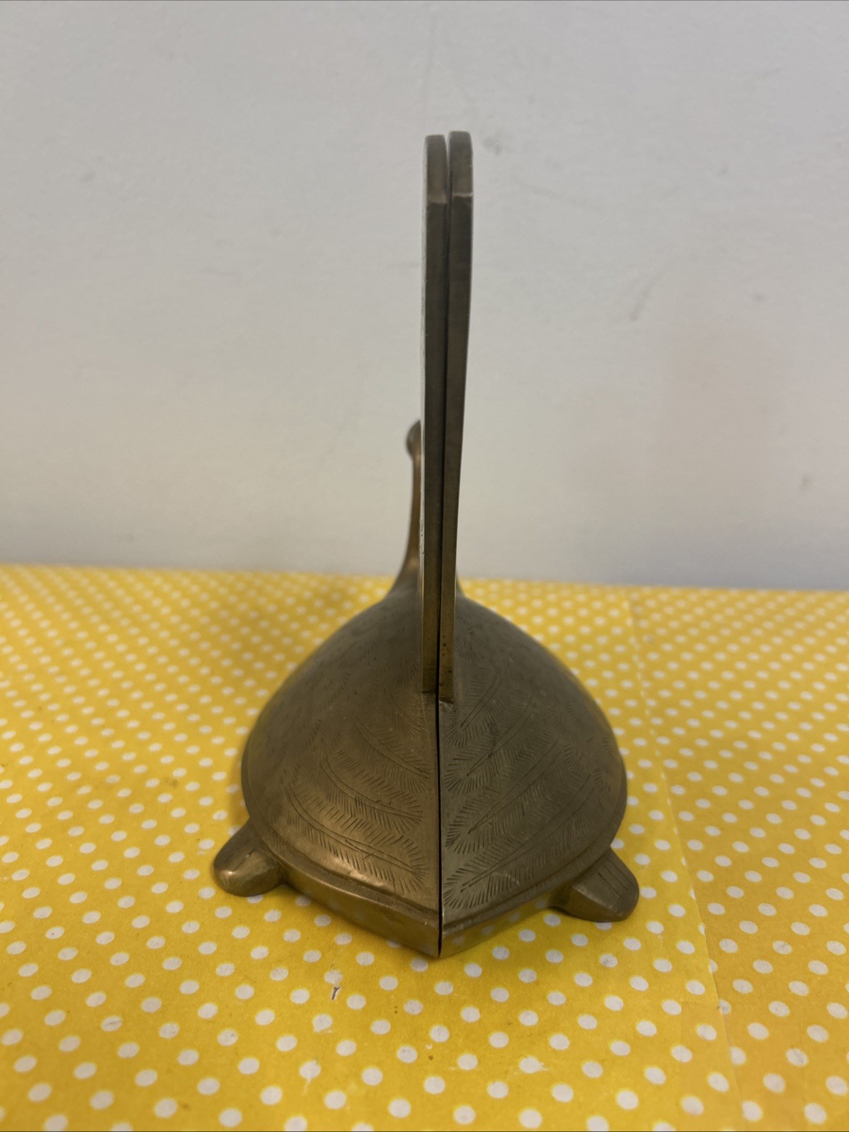 Pair Of Vintage Brass Swan Bookends Chinese Dragon Lotus Flower Carvings Heavy