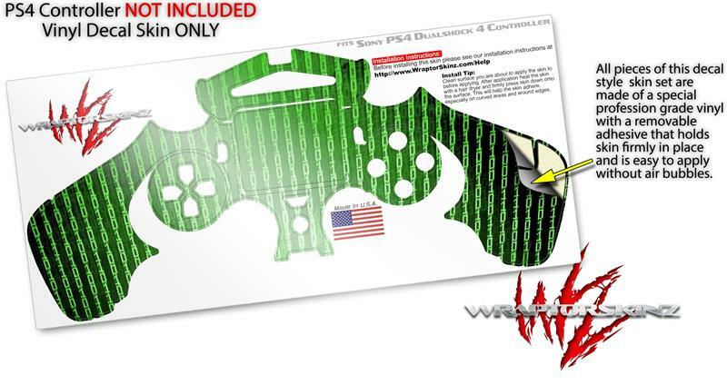 Skin for Sony PS4 Controller Binary Rain Green