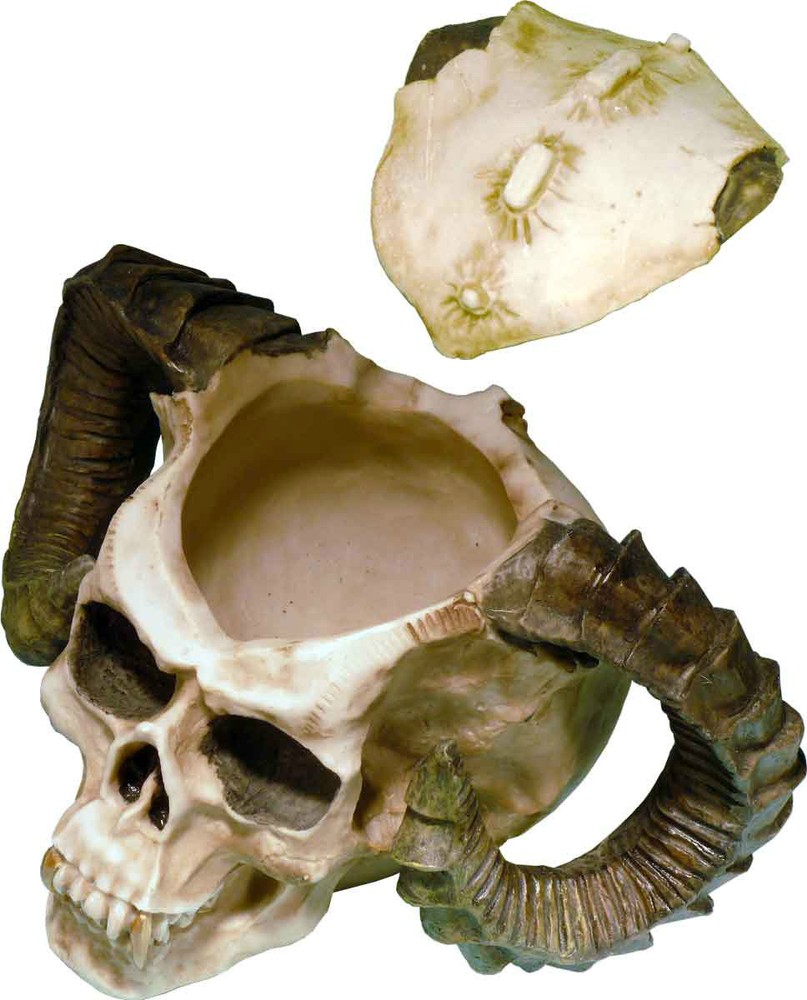 Human Skull Voodoo Skeleton Evil Demon Devil Ram Horn Vampire Dish Stash Ashtray