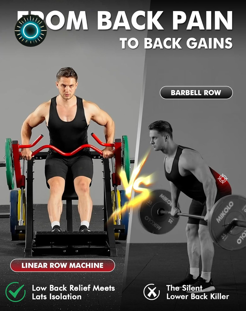Linear Row Machine Back Workout Machine for Home Gym Plate-Loaded Back Machine
