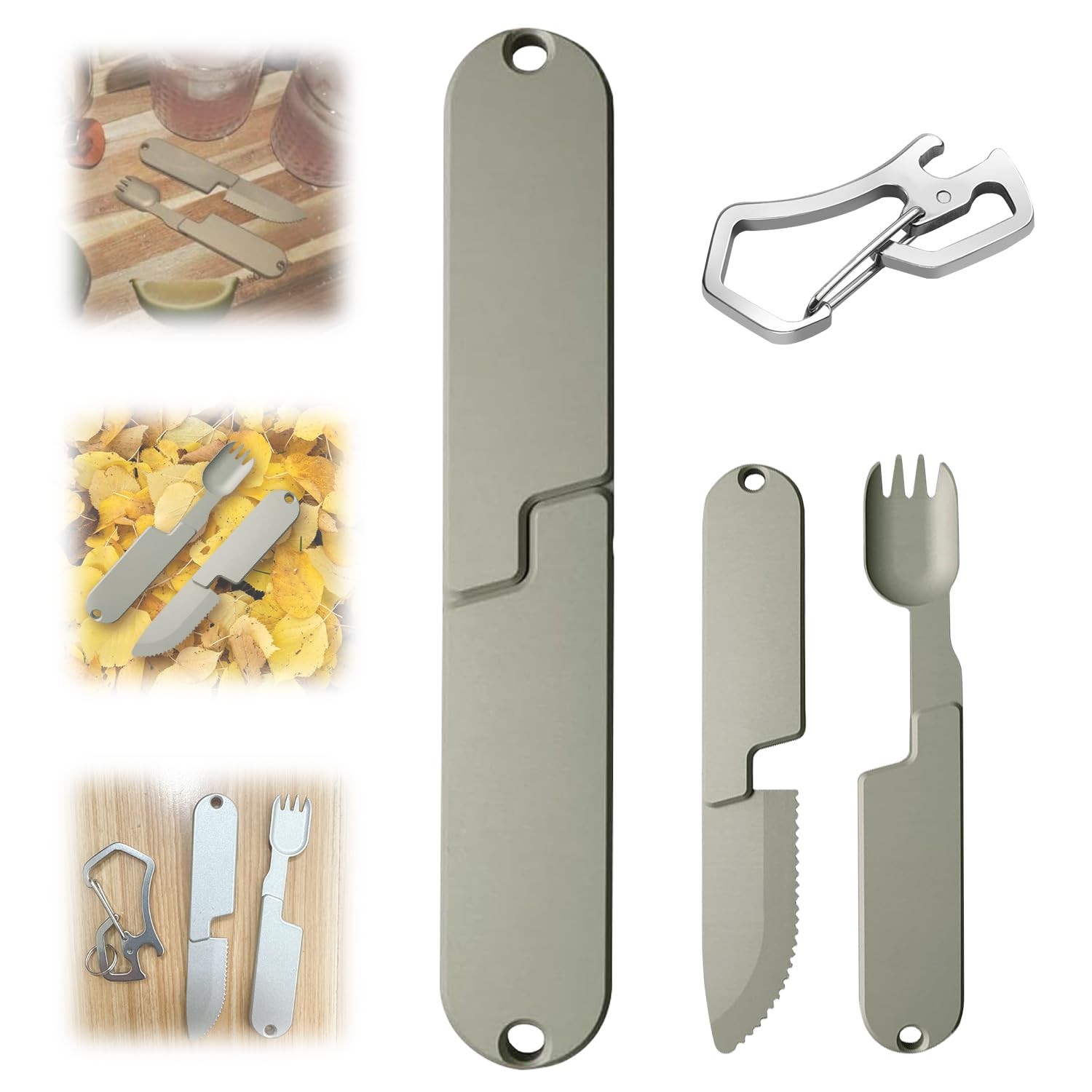 2 in 1 Camping Eating Utensils Set, Respectivem Portable Detachable Knife Spo...