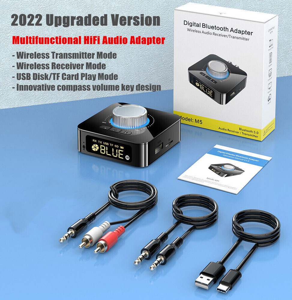 Bluetooth 5.0 Transmitter Receiver For TV Home Car AUX HiFi Stereo Audio Adapter