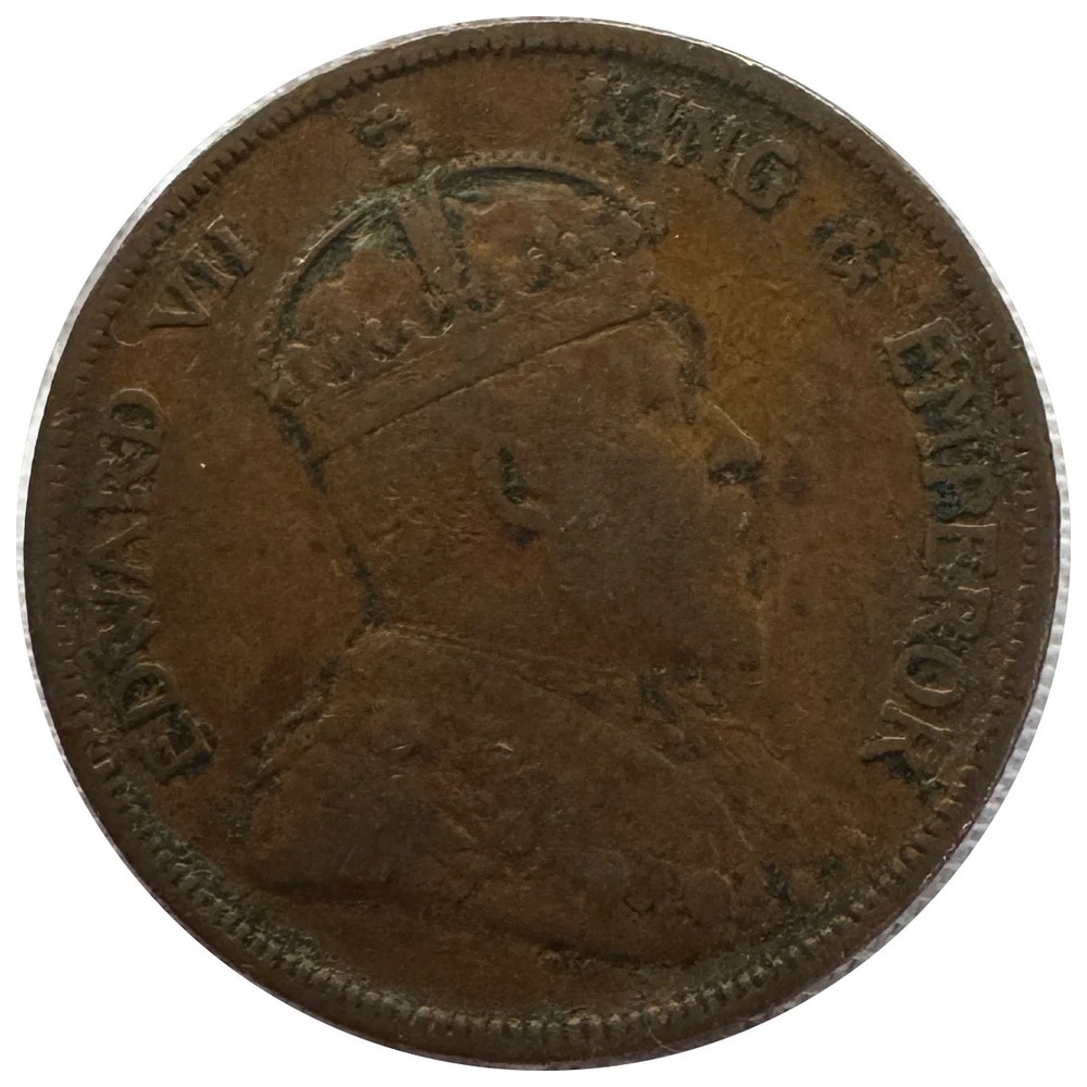 1904 Straits Settlements Edward VII 1 Cent Bronze