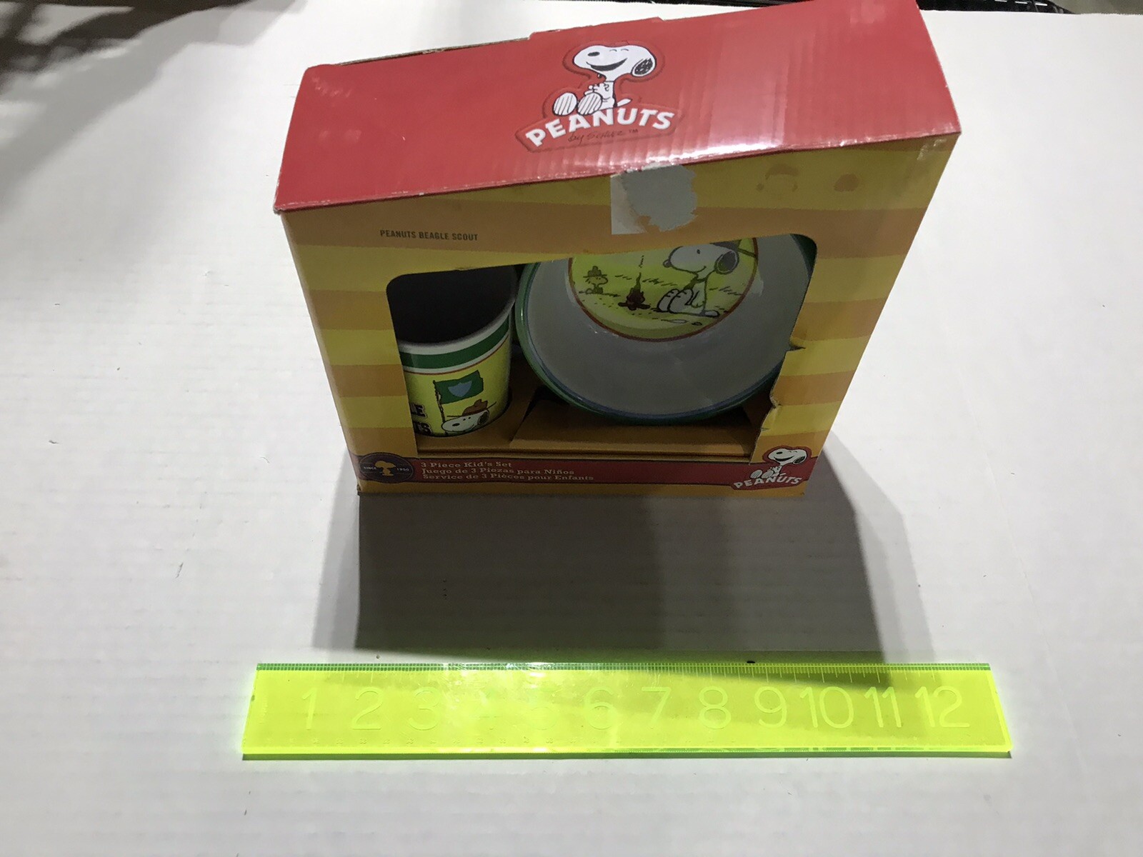 Peanuts Snoopy Beagle Scout 3 Piece Kid’s Set - Bowl, Plate, Cup - New