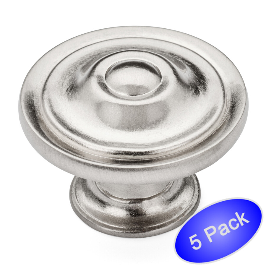 *5 Pack* Cosmas Cabinet Hardware Satin Nickel Round Cabinet Knobs #6821SN