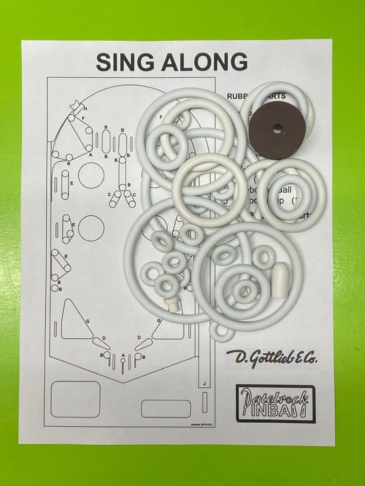1967 Gottlieb Sing Along Pinball Machine Rubber Ring Kit