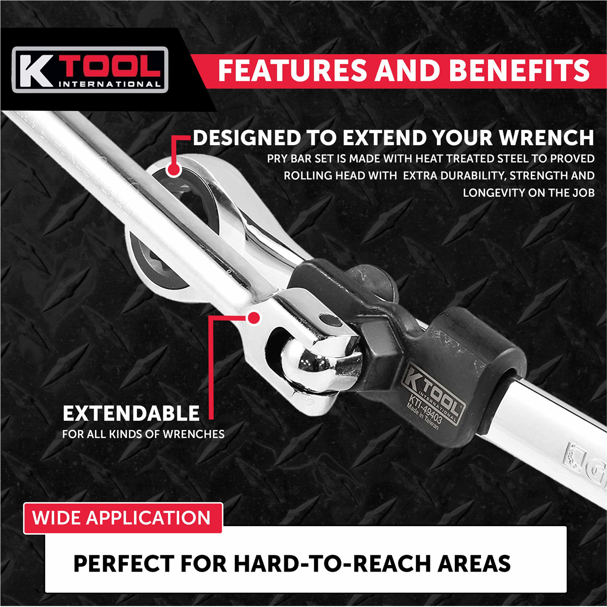 K Tool 49403 Universal Wrench Extender, Torque Enhancer, Hex Drive
