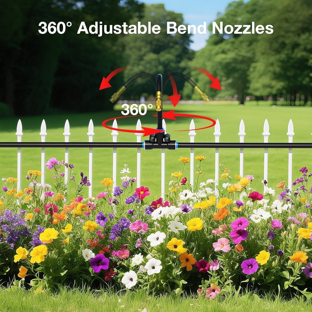 100Ft Drip Irrigation System - 2026 Upgrade with 16 Adjustable Copper Nozzles