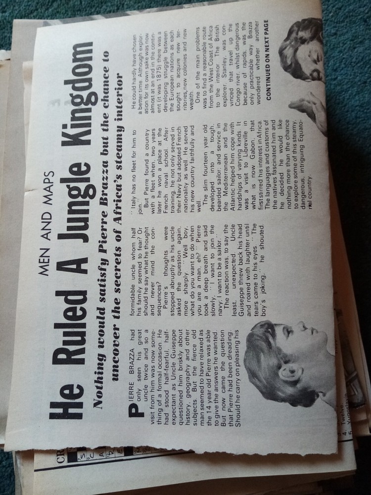 Kvc53  Ephemera 1972 folded article pierre brazza