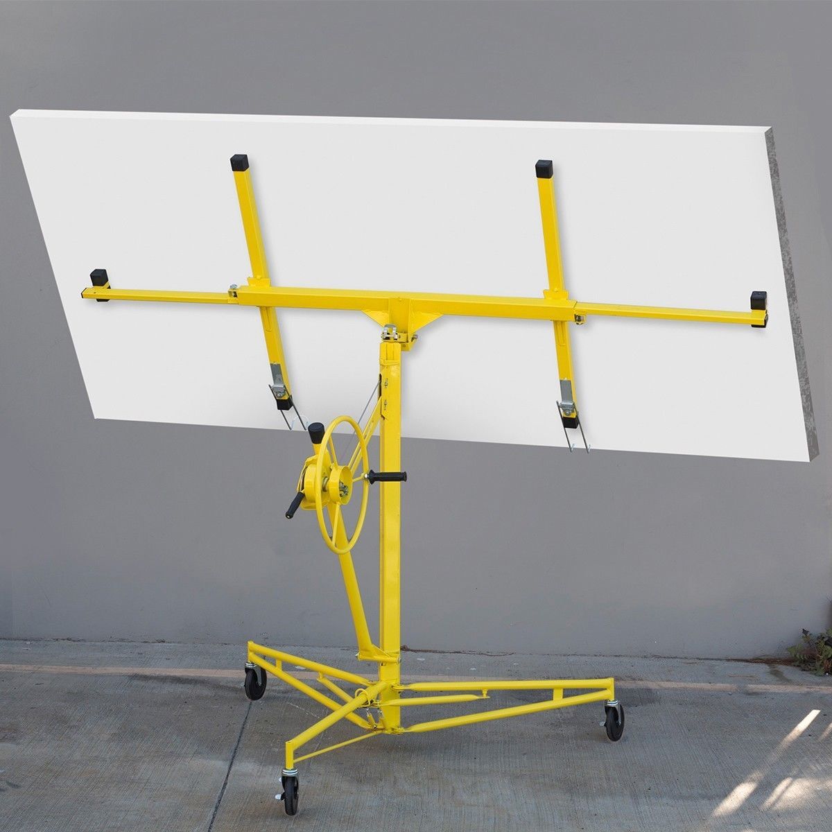 16' ft 150lb Capacity Drywall Panel Hoist Lift Up Rolling w/ Casters, Yellow