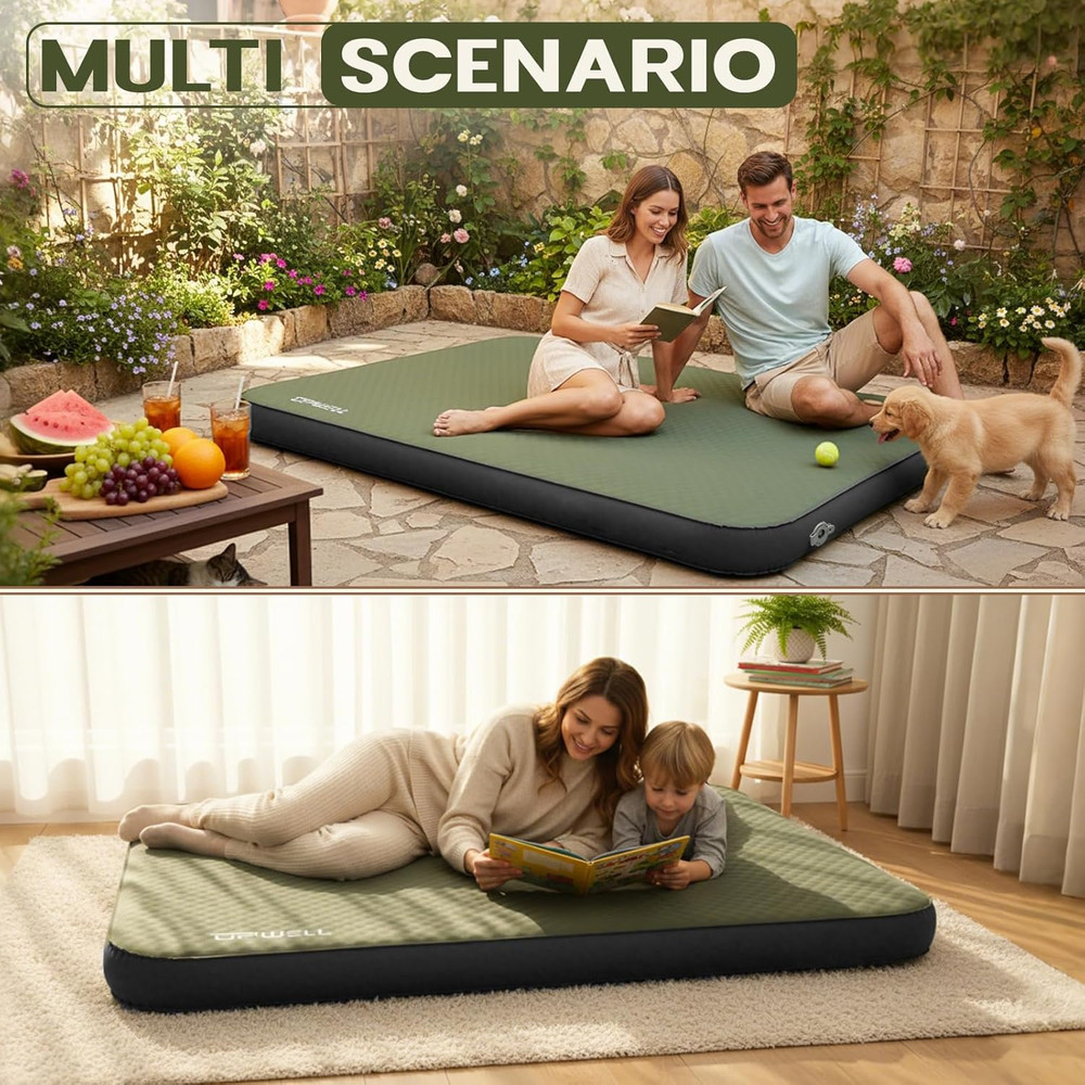 Self Inflating Sleeping Pad 4.5" Thickness Camping Mattress with Solid Foam Doub