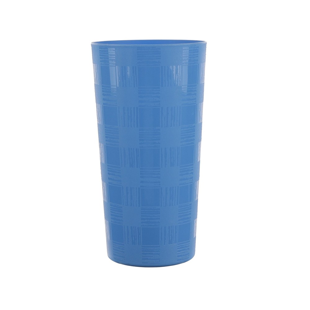 Blue Etched Checkered Plastic Dinnerware Set 30 Piece Service for 10 Includes