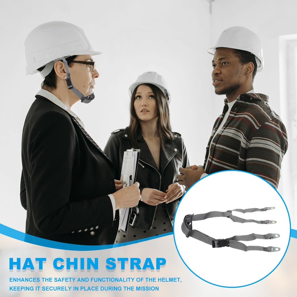 27.5 Inch Hat Chin Strap Helmet Strap Rectangular Hole Y Type Grey 1 Pcs