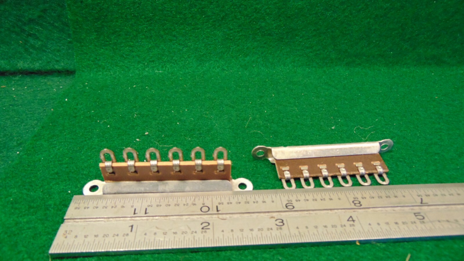 (2) 6 Position Heavy Duty Phenolic Terminal Strip Tie Point 2 Hole Mount NOS