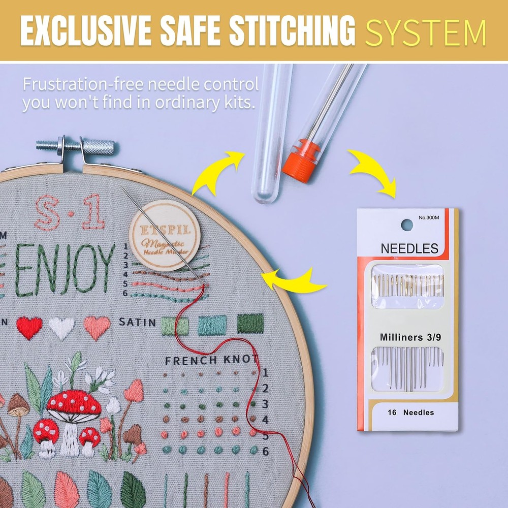 ETSPIL Embroidery Kit for Beginners, Easy Step-by-Step 4K medium, simple B