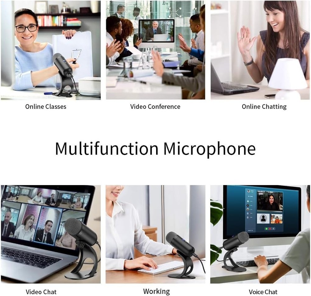 USB Computer Microphone for Recording and Streaming with Mute Button