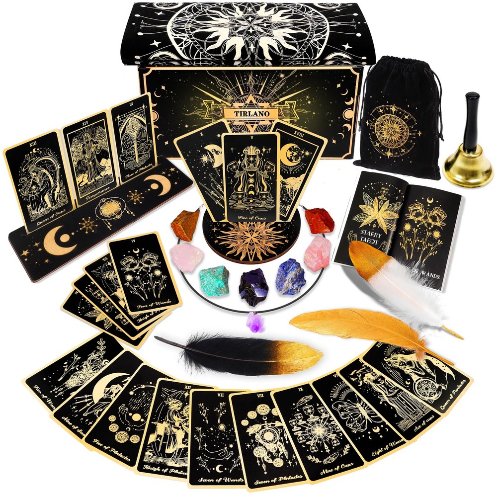 78 Tarot Cards with Guidebook - Deck Gift Set Medium, Black