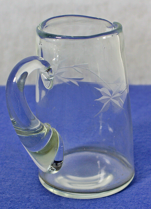 Clear Glass Etched Star Flower Pitcher