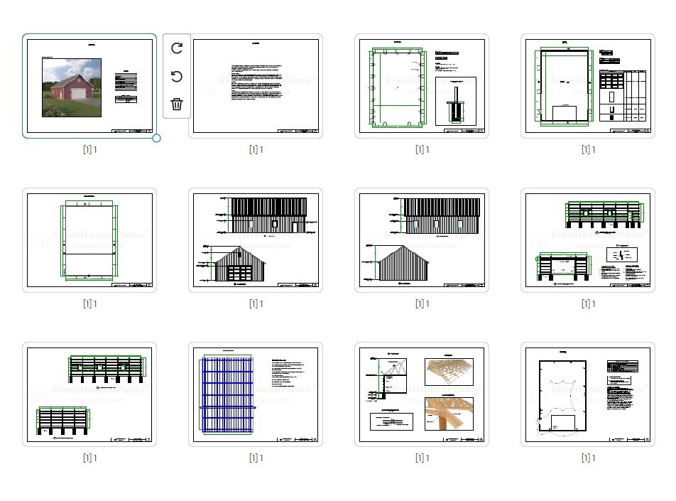 32' x 48' Post Framed Garage plans, Pole Barn Construction Blueprints