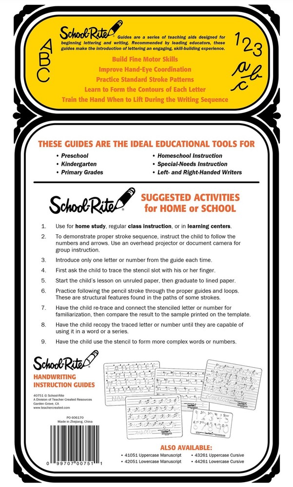 School-Rite Handwriting Instruction Guides - Numbers (TCR40751) Clear