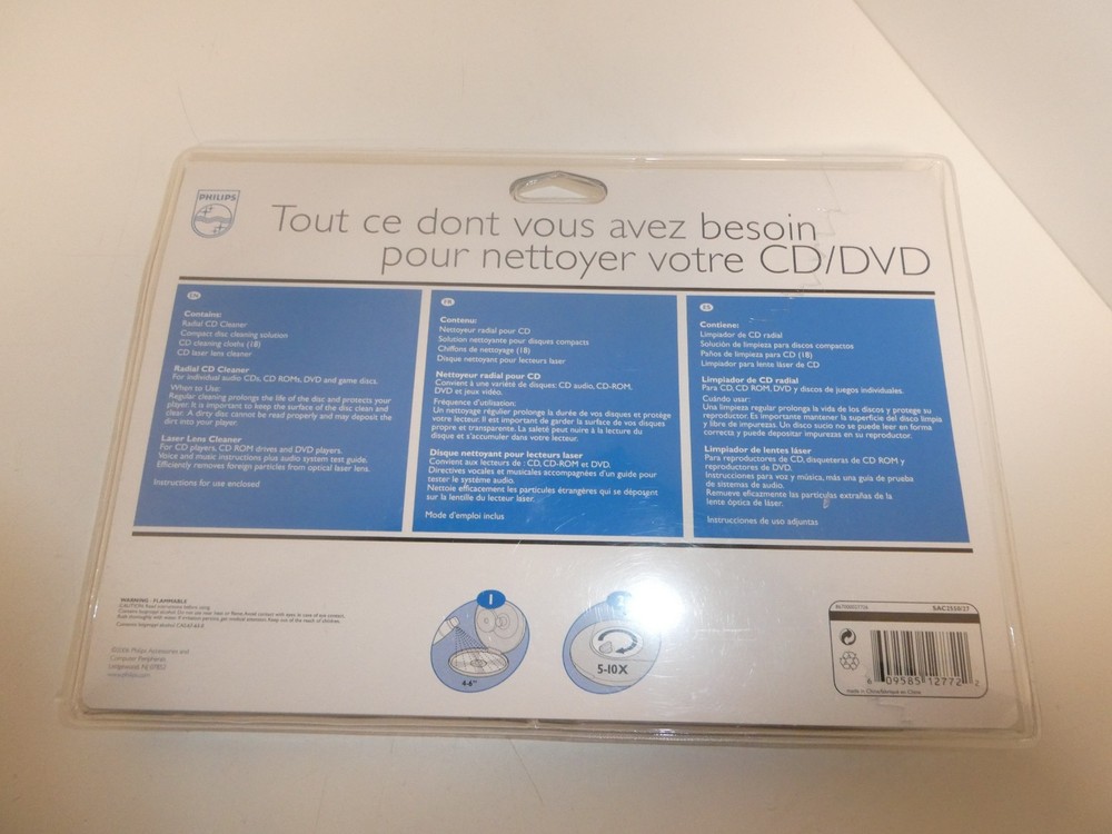 Philips 4-in-1 CD/DVD Disc & Lens Cleaning Kit Multi-Function System 2006 NOS
