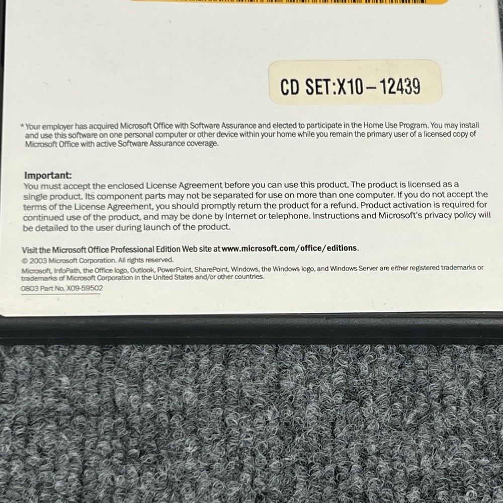 Microsoft Office Professional Edition 2003 Home Use Program W/ Product Key
