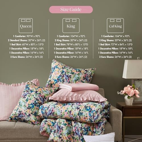 Comforter Set Cotton, Microfiber Reverse, Floral Reversible King Multicolor