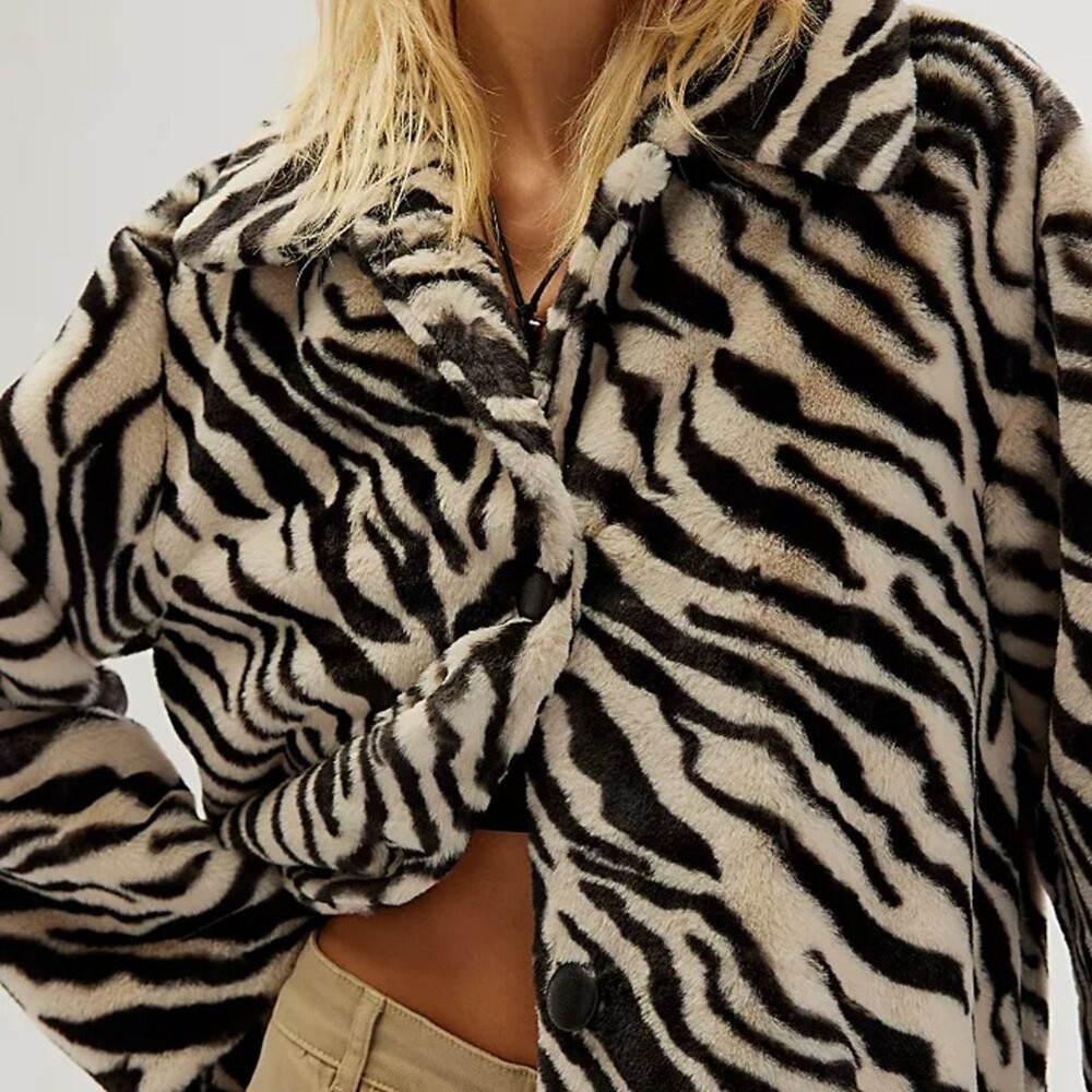NWT Free People Perfect Zebra Maxi Jacket Size Medium