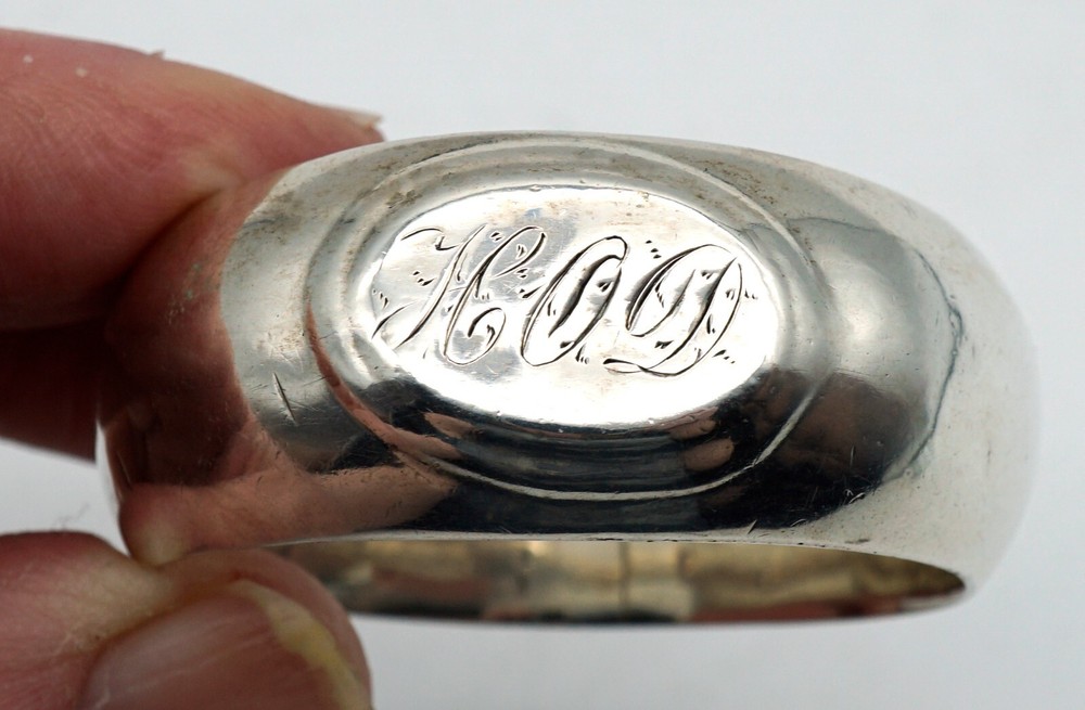 Neat Old Sterling Silver Napkin Ring Rounded Shape Monogrammed