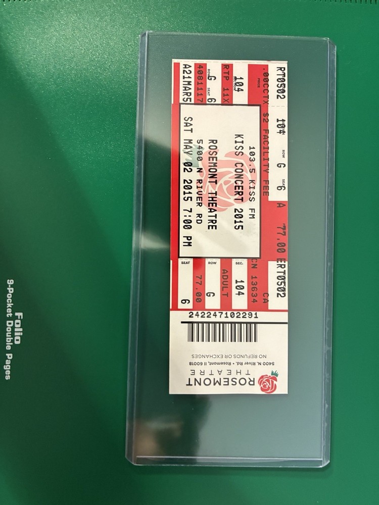 Iconic Band KISS Ticket Stub 5/2/2015 In Suburban Chicago