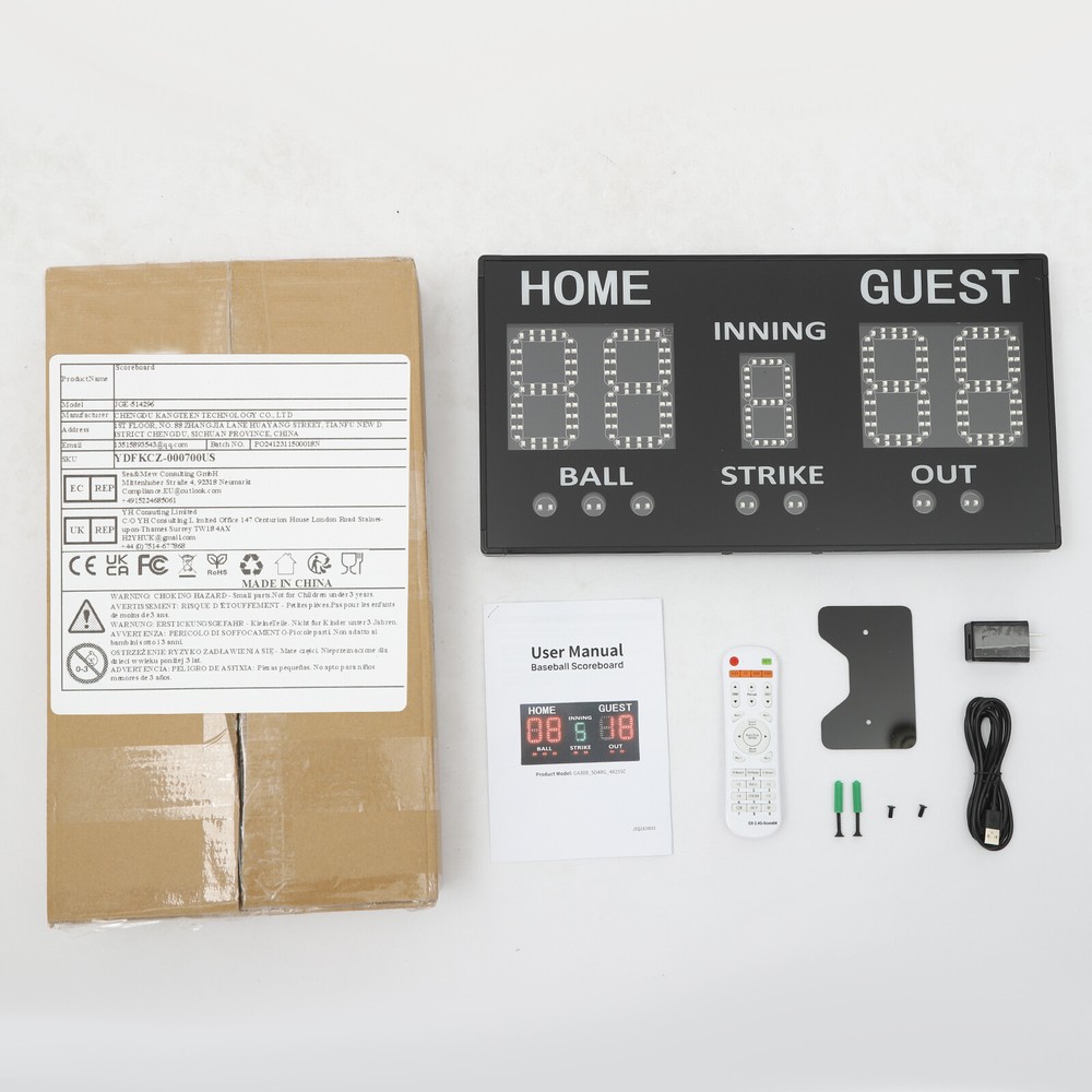 Electronic Baseball Scoreboard High-Light Digital Scoreboard, Remote Control