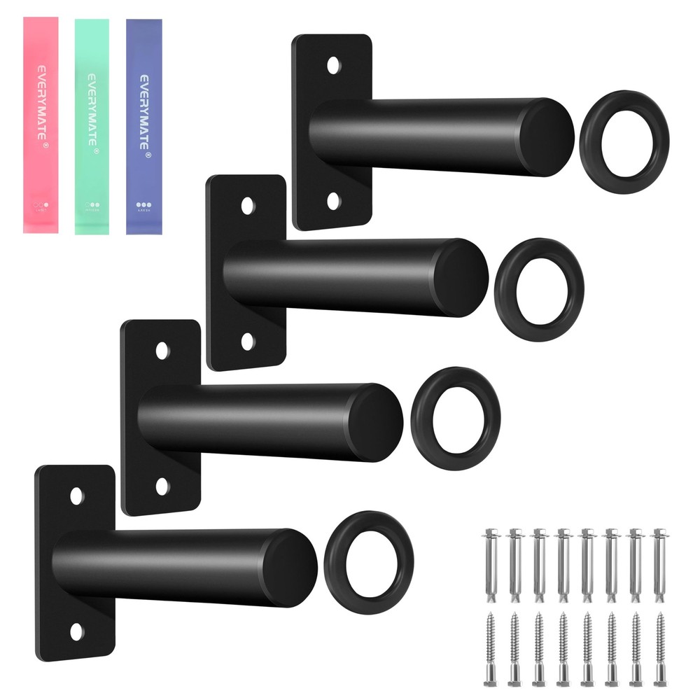 EVERYMATE Weight Plate Rack, Wall Mount 2-inch-4Pack, BLACK