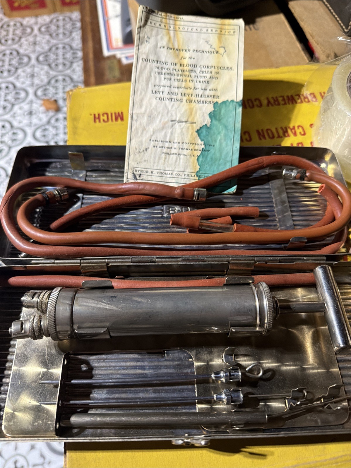 💥Antique 1901 Medical Surgical Aspirator Blood Transfusion Doctor's Kit💥