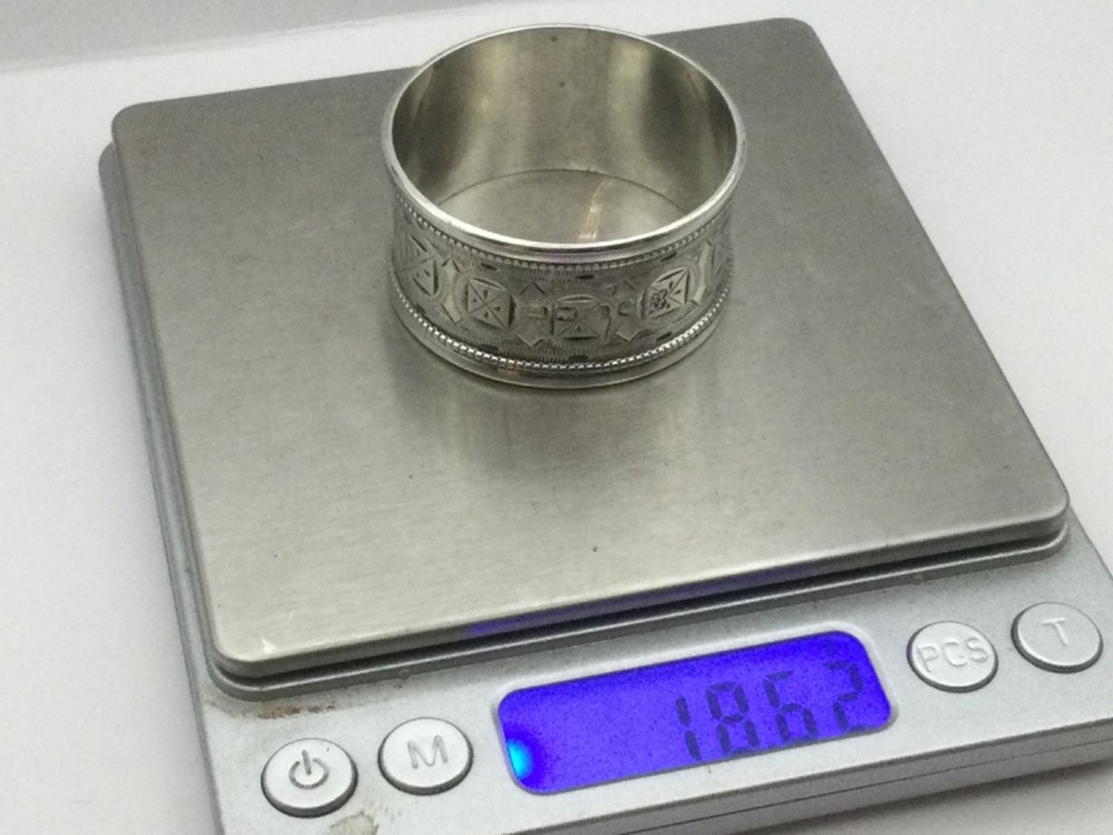 VICTORIAN STERLING SILVER NAPKIN RING, EXETER C1881