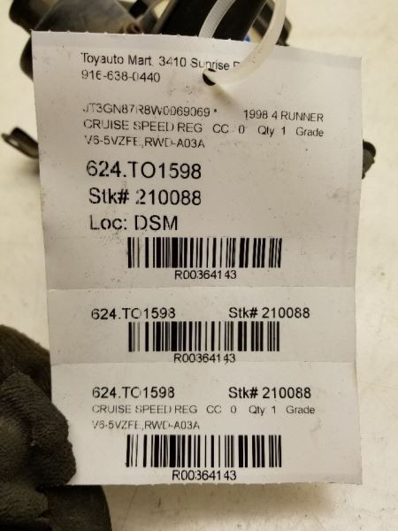 1998 TOYOTA 4 RUNNER CRUISE SPEED REGULATOR