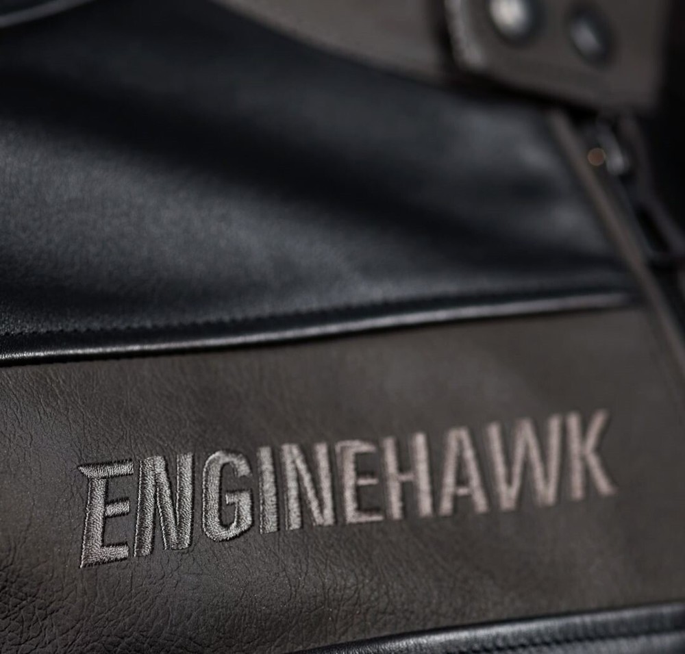 ENGINEHAWK Men's Motorcycle/Motorbiker Black Leather Jacket with Removable Armor