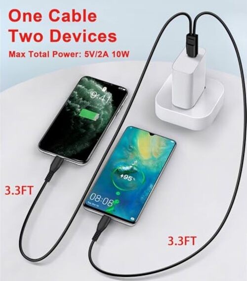 Pack Mutil USB C Cable,in1 Multiple Type C Charging,A Dual 3.3FT 2 Black