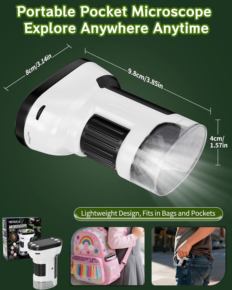 Handheld Microscope 1000X Magnification, 2.0" Screen - Educational Tool for Kids