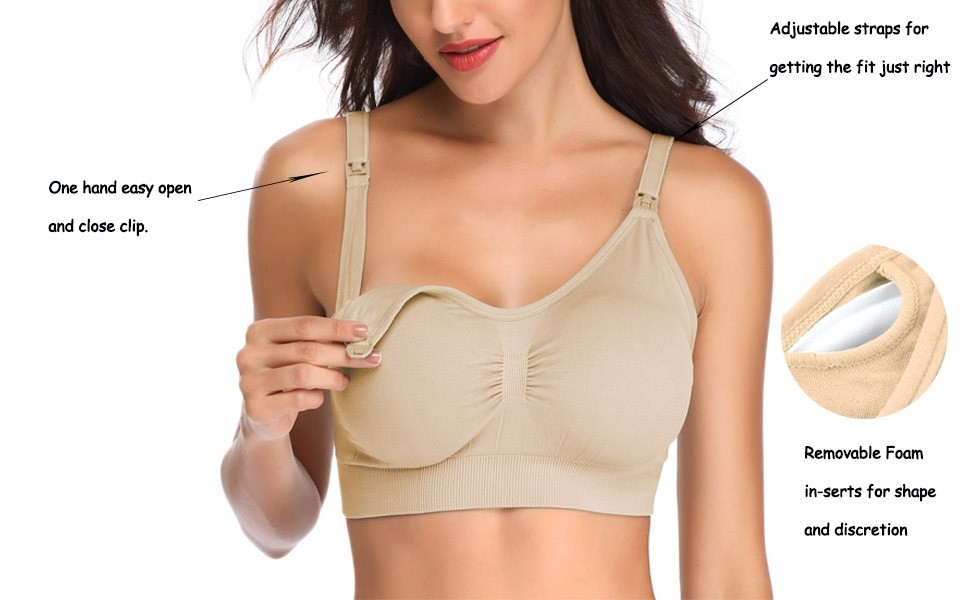 5 Pack All Size Push Up Seamless Nursing Bra for Breastfeeding and Maternity