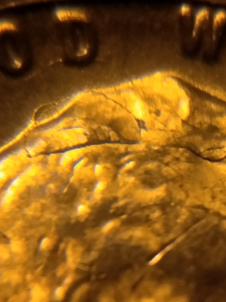 1956 P Lincoln Wheat Cent Retained Die Breaks Error